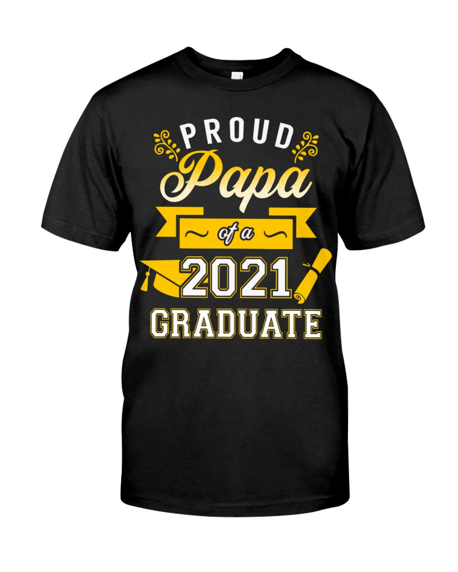 Dilopma Proud Papa Of A 2021 Graduate Gold Senior Shirt Father Grad Tshirt Papa Graduation Tee Daddy Son Daughter Shirt Pops Graduating T-shirt