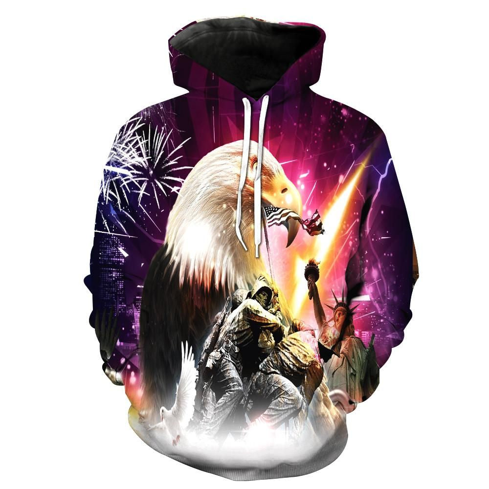 American Eagle 3D All Over Print Hoodie, Zip-up Hoodie